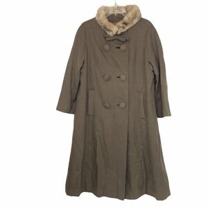Vtg Monarch NY Women's Long Coat Brown Fur Collar Himelhoch's M-L? See measureme